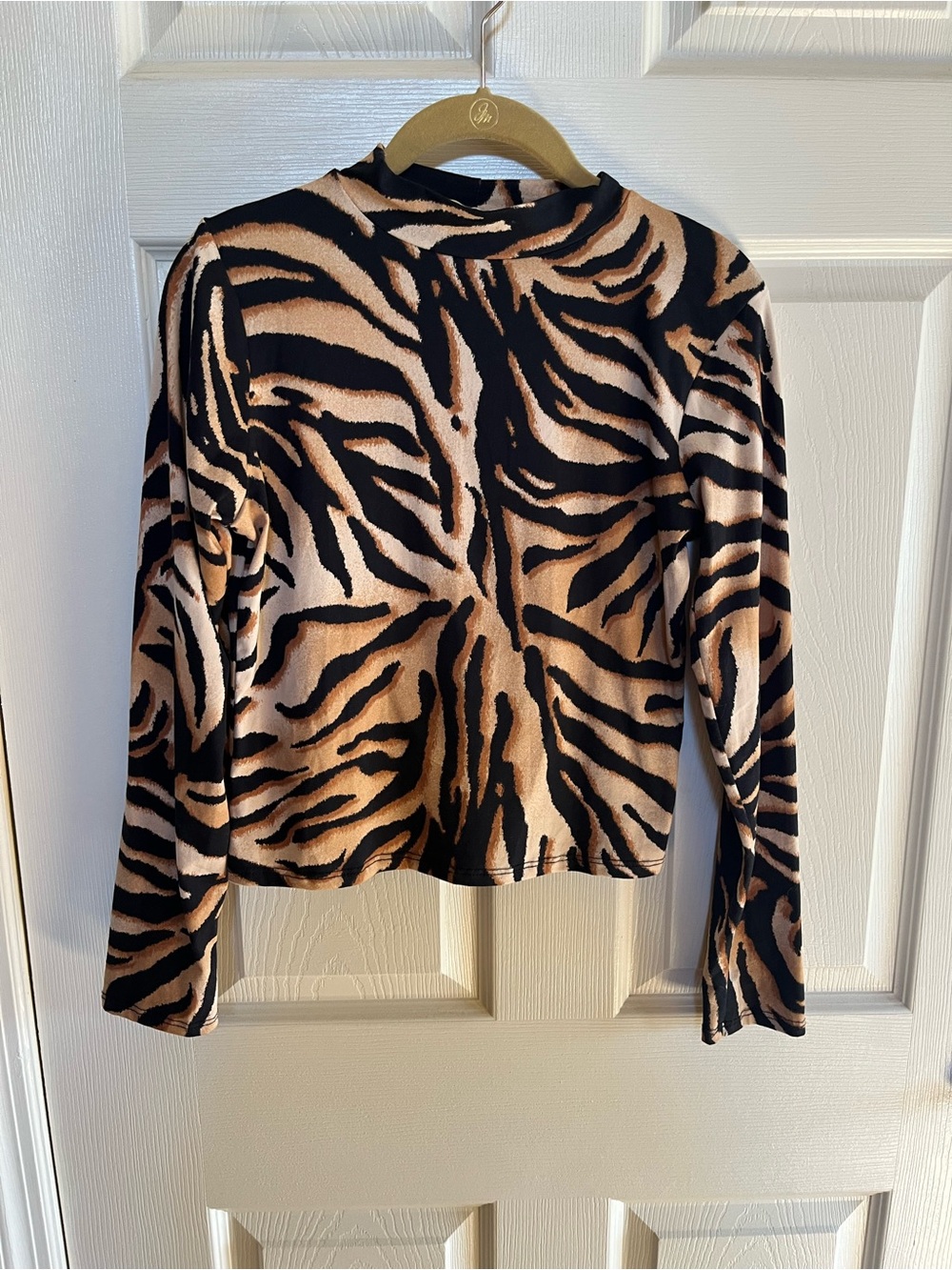 Olivia Rae Black and Tan Animal Print Top